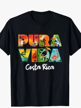 Costa Rica Pura Vida Birds Black T-Shirt size M